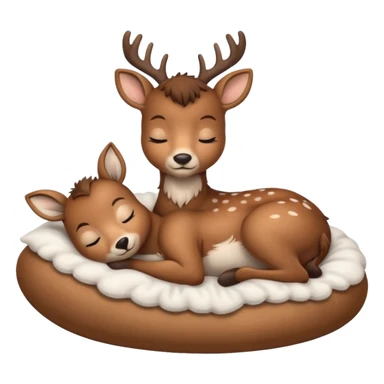 Cute deer sleeping in bed sticker