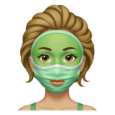 light brown woman with green face mask and hair up  sticker