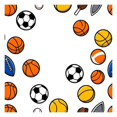 Multiple sports balls and equipment exploding outward in a boom sticker