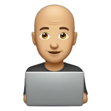 bald-brown-designer-behind-laptop sticker