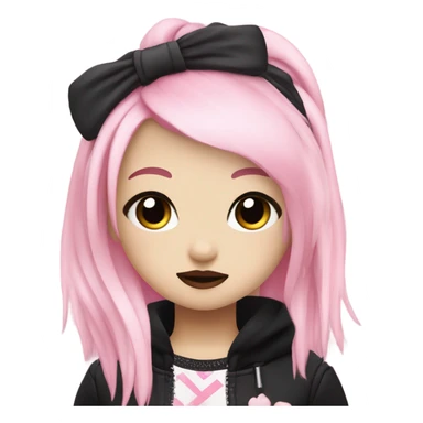 Kuromi Sanrio hello kitty girl with pink and blonde hair dark makeup emo sticker