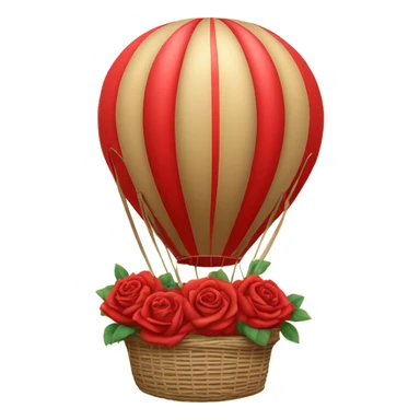 red hot air balloon and beige basket with roses sticker