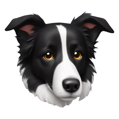 Black border collie with white tip of the left ear sticker