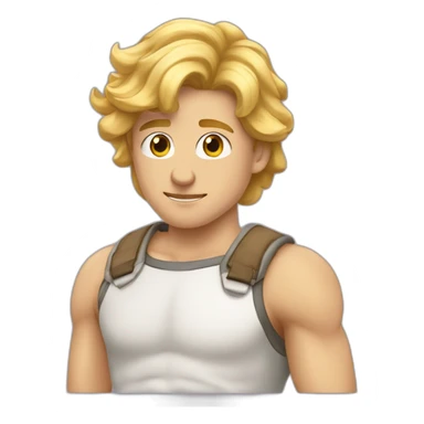 garcon maigre avec des cheveux blond des yeux bleux et un sourir embarassé sticker