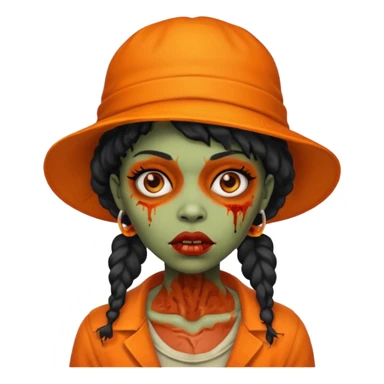 zombie black woman in orange hats sticker