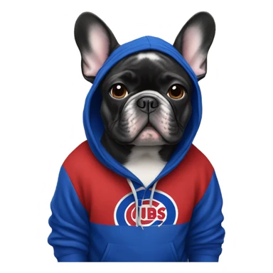 French bulldog in cubs hoodie sticker