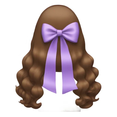 brown open hair from behind with a light purple bow sticker