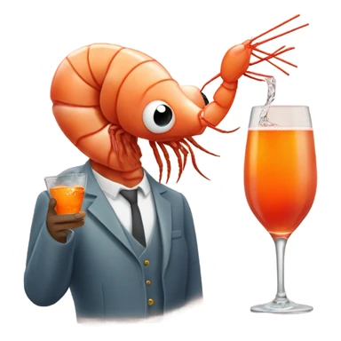 A shrimp drinking an aperol spritz sticker