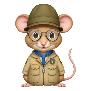 humaniod mice with a scout hat with glasses sticker