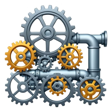 continuous integration pipeline with code and gears sticker