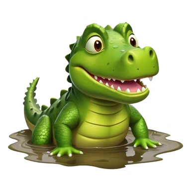 A green Shrek-crocodile hybrid swimming breaststroke in a puddle sticker