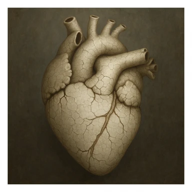 heart with a cracked porcelain effect, realistic digital art style sticker