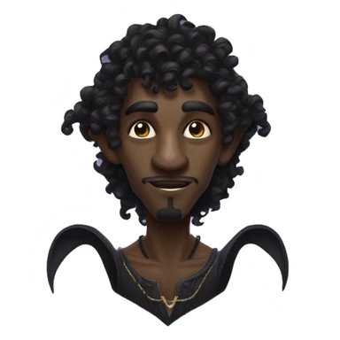  A black male elf that is a witch fortune teller that has pointed ears with long black curly hair sticker