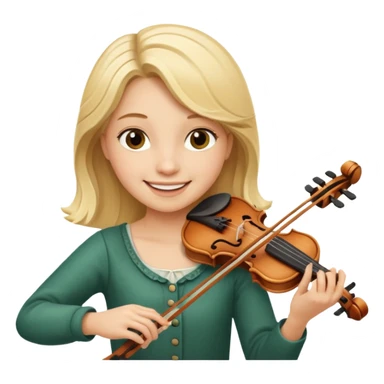 blond girl playing a violin, smiling sticker