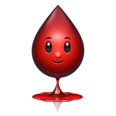 single blood drop emoji sculpted from dark liquid metal, glossy surface, dramatic reflections, futuristic minimal 3D style, isolated on white sticker