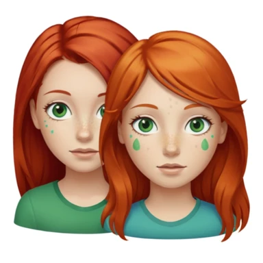 Deux filles celle à gauche à les cheveux roux et la peau claire avec des tâche de rousseur et les yeux bleu vert avec un peu de toutes les couleurs la fille à sa droite est un tout petit peu plus petite à les cheveux blonds long il les yeux verts sticker