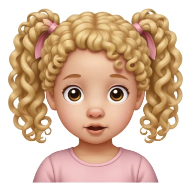 toddler with light skin and two pig tails and curly hair  sticker