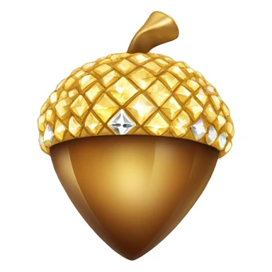 sparkling diamond Acorn like diamond with stem made of gold sticker