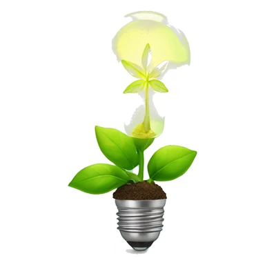 a plant sprout inside a glowing idea lightbulb sticker