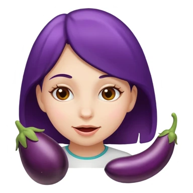 Girl eating eggplant sticker
