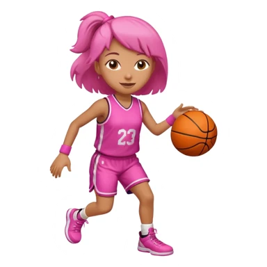 A pink girl playing basketball sticker