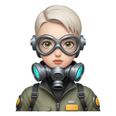 cyberpunk gasmask girl programmer buzzcut sticker
