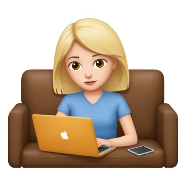 A girl is lying on the couch with a laptop, working sticker