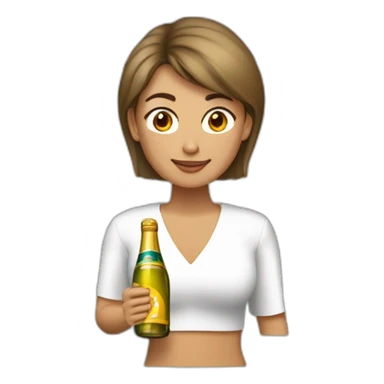 mujer vestida de juez pelo castaño claro liso con botella y  copa de champaña sticker