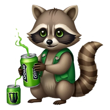 raccoon drinking a monster energy sticker