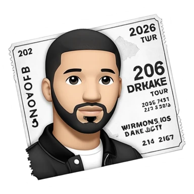 concert ticket, drake 2026 tour concert, black and white tickets sticker