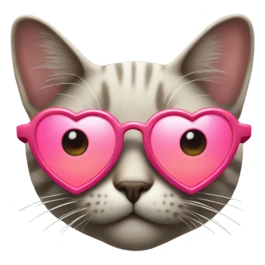 cat wearing heart sunglasses sticker