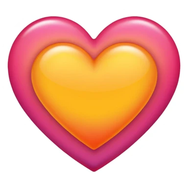 Bright yellow to orange to dark pink double gradient double heart sticker