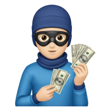 A boy with a ski mask on with money in his hand  sticker