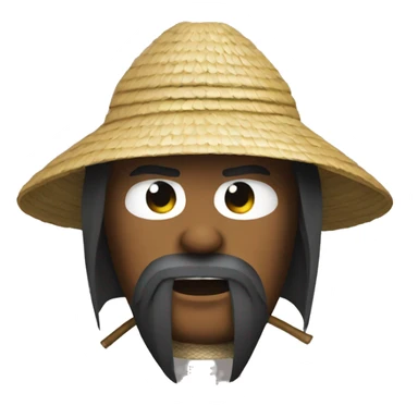 Samurai with straw hat afraid sticker