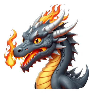 a minimalistic simple dark gray dragon with 3 heads that breathes fire sticker