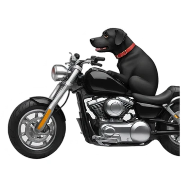 A black dog is riding on a white motorcycle sticker