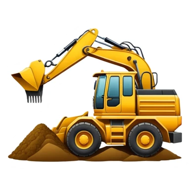 Excavator putting dirt in dump truck sticker