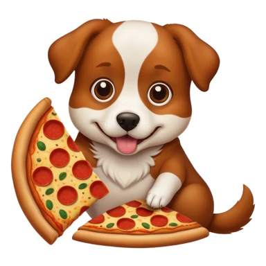 dog eating pizza sitting position sticker
