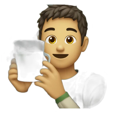 a young man drinking freezing water with yerba mate in a mate sticker