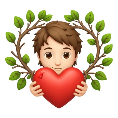 nature bard character heart sign with branches sticker