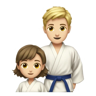boy with brown hair with blonde girl in kimono judo sticker