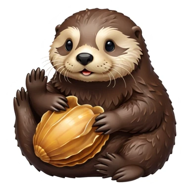 Detailed brown sea otter with shell  sticker