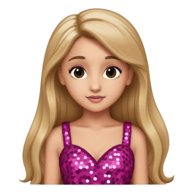 Ariana Grande with long dark blonde hair, dark pink sequin dress sticker