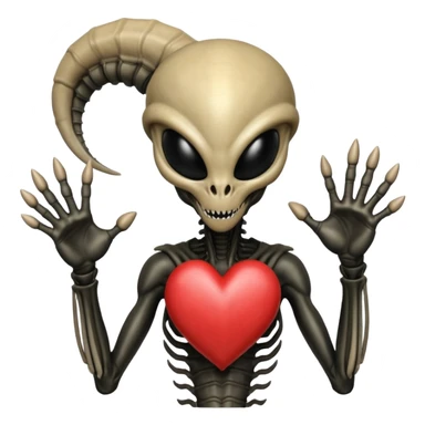xenomorph making heart sign sticker