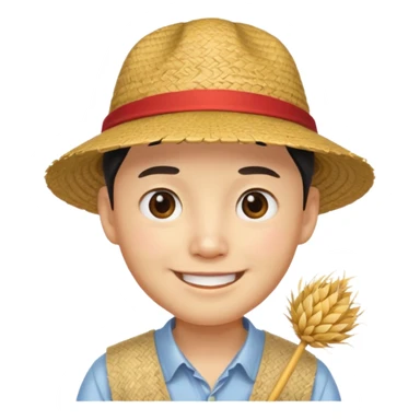 Chinese guy stereotype with straw hat and little eyes yellow guy not black sticker