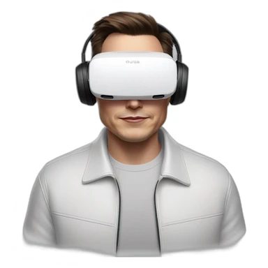 Elon musk with oculus quest 2 white headset sticker