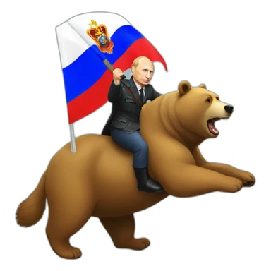 Vladimir putin with pride flag riding on a bear sticker