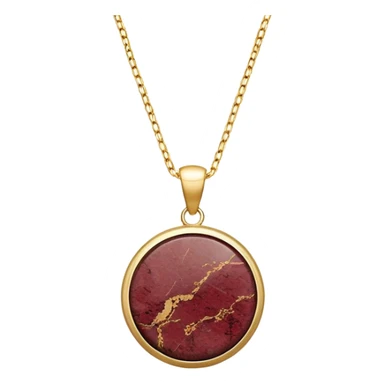 round wine granite pendant, deep and earthy, on a delicate gold chain sticker