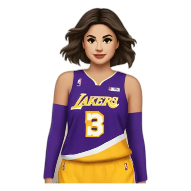 selena gomez wearing lakers jersey sticker