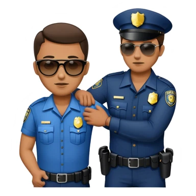 A police officer with sunglasses arresting a criminal sticker